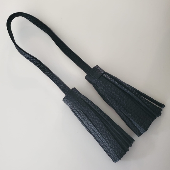 Tory Burch Black Leather Britten Triple Compartments Chain Strap Tote Bag - Picture 7 of 13